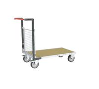 Chariot modulaire grillagé 1 dossier plateau bois 1000 x 600 mm roues rectangle 500 kg - 806724541