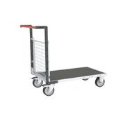 Chariot modulaire grillagé 1 dossier plateau bois avec tapis caoutchouc 1200 x 800 mm 500 kg - 806724661