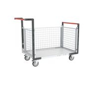Chariot modulaire grillagé 2 dossiers + 1 ridelle plateau bois 1000 x 600 mm 250 kg - 806724244