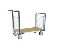 Chariot modulaire grillagé 2 dossiers plateau bois 1000 x 600 mm roues rectangle 500 kg - 806724542