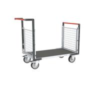 Chariot modulaire grillagé 2 dossiers plateau bois avec tapis caoutchouc 1000 x 600 mm 500 kg - 806724562