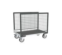 Chariot modulaire grillagé 2 ridelles plateau bois avec tapis caoutchouc 1000 x 600 mm 500 kg - 806724563