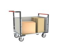 Chariot modulaire PP alvéolaire 2 dossiers + 1 ridelle plateau bois médium 1000 x 600 mm 500 kg - 806724574