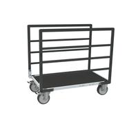 Chariot modulaire tube 2 ridelles plateau bois avec tapis caoutchouc 1000 x 600 mm 500 kg - 806724533