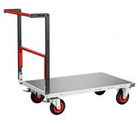 Chariot monté FLAT-PACK™ dossier repliable plateau tôle galva roues CC 400 kg - Dimensions au choix