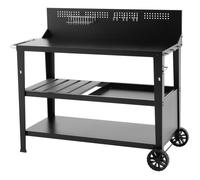 Chariot multifonction - COOKINGBOX - Plateau supérieur : 100 x 50 cm - Poignée - 2 roues arrières - Acier