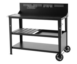 Chariot multifonction - COOKINGBOX - Plateau supérieur : 100 x 50 cm - Poignée - 2 roues arrières - Acier