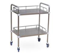 Chariot multifonction en acier inoxydable - Chariot de service à 2 niveaux pour salon de beauté, traitement médical et de service avec roues et poignée utilitaire pour spa, hôpital, chirurgie et