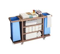 Chariot multifonction marron avec côtés pliables Idéal pour le nettoyage du bureau et de l'hôtel 135,4 x 46,2 x 99,1 cm - Améliore l'efficacité et l'organisation