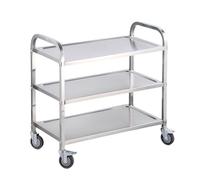 Chariot Multifonctionnel en Acier Inoxydable à 3 Niveaux, Chariot de Cuisine Robuste sur Roues, Service Commercial Mobile, très Grand, pour Salon médical 3-Layer 95 * 50 * 93cm