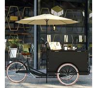 Chariot Nourriture Mobile Avec Un Comptoir D'affichage Couvert D'un Auvent Et Grand Espace Stockage, Stands D'événements En Plein Air For Les Vendeurs Rue Ventes Café(Black,Without Umbrella)