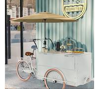 Chariot Nourriture Mobile Avec Un Comptoir D'affichage Couvert D'un Auvent Et Grand Espace Stockage, Stands D'événements En Plein Air For Les Vendeurs Rue Ventes Café(White,Without Umbrella)