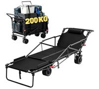 Chariot pliable 2 en 1 avec roues tout terrain, capacité de 200 kg, idéal pour le camping, la plage, le shopping, le jardin, les voyages en plein air