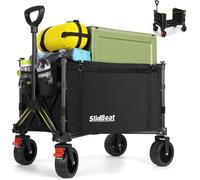Chariot Pliable 3 En 1-120l Capacité, Toile 600d Amovible Lavable, Chariot De Transport À Roulettes, Roues Tout-Terrain Avec Freins, Pour Courses, Déménagement, Camping, Plage