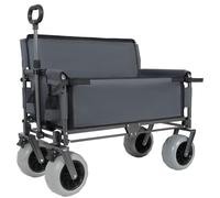 Chariot pliable 3 en 1 avec banc, capacité de 227 kg, cadre en acier au carbone renforcé, espace de chargement de 180 L, parfait pour le camping, la plage, les événements en plein air et le transport