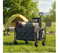 Chariot Pliable, 4 Roues Renforcées, Chariot de Jardin, Grande Capacité 150L, Extérieur, Gris