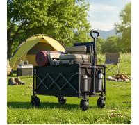 Chariot Pliable, 4 Roues Renforcées, Chariot de Jardin, Grande Capacité 150L, Extérieur, Noir