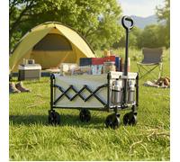 Chariot Pliable, 4 Roues Renforcées, Chariot de Jardin, Grande Capacité 180L, Extérieur, Beige