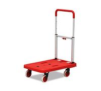 Chariot pliable à plat avec poignée réglable et panneau en plastique polyvalent pour le transport de bagages, les fournitures de déménagement et chariot robuste avec roues