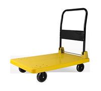Chariot pliable à plat - Plateau en plastique et poignée en métal avec roues pour le déménagement de bagages et de colis - Chariot pliable à pousser