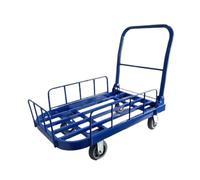 Chariot pliable à plateau avec rails de sécurité - Diable robuste pour un transport facile (60 x 90 x 88 cm) - Parfait pour le stockage du jardinage et du déménagement de marchandises