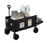 Chariot Pliable à roulettes - WOLTU Brouette de Jardin - Noir 200L - Charge de 150kg - Camping,Jardinage,Courses,Plage