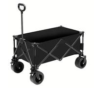 Chariot pliable avec roues, chariot de camping à poignée réglable, chariot d'extérieur robuste, grande capacité pour la plage et le camping (taille : noir, couleur : B)