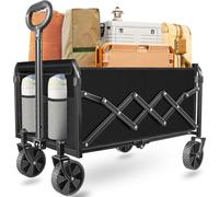 Chariot Pliable avec Roues - Chariot Utilitaire Pliable Durable pour Courses, Pique-Nique et Animaux de Compagnie, Voyages au Parc et Petits transports, capacité Robuste de 163,3 kg, Noir Graphite