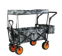 Chariot Pliable avec Roues | Festival, Chariot Utilitaire Pliable Robuste À Main De Traction Portable Pliant avec Auvent Amovible pour Faire du Shopping Camping Plage Pêche(G)