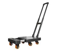 Chariot pliable avec roues - Portable - Poignée réglable - Pour voyage, camping, déménagement, entrepôt, chariot léger en noir pour un transport facile