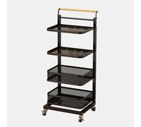 Chariot pliable avec roues universelles silencieuses, étagère de rangement multifonction avec couvercles pour casseroles et poêles - Noir portable et polyvalent