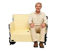 Chariot pliable avec siège, tissu Oxford 600D, cadre en acier, 4 roues avec frein, poignée réglable, charge de 300 kg, beige, 95 x 47,5 x 52,5 cm