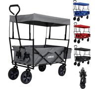 Chariot Pliable Avec Toit Chariot De Transport 2x Poches En Filet Et 1x Poche Extérieure Pneus Pleins En Caoutchouc Xxl Capacité De Charge De 70 Kg Noir