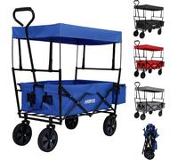 Chariot Pliable Avec Toit Chariot De Transport 2x Poches En Filet Et 1x Poche Extérieure Pneus Pleins En Caoutchouc Xxl Capacité De Charge De 70 Kg Noir