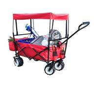 XCase : Chariot pliable avec toit et roulettes tout-terrain rouge G