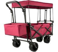 Chariot Pliable avec Toit - VEVOR - Charge 100 kg Chariot de Jardin, Chariot de Plage - Rouge
