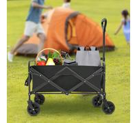 Chariot pliable, capacité de 79 kg, grand chariot pliable, robuste, avec roues tout-terrain, chariot de plage utilitaire pour jardin extérieur, roues 360° pour poignée réglable, pour camping, courses,