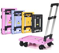 Chariot pliable compact avec roues pivotantes à 360 °, cadre rétractable pour un rangement facile, chariot à plateforme robuste pour la maison, le jardin et le shopping.