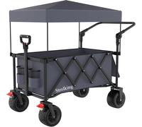 Chariot Pliable De 150 L Avec Capacité De Poids De 300 Kg, Chariot Utilitaire Heavy Duty Avec Capote Amovible, Gris