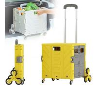 Chariot pliable de 75 L avec couvercle sécurisé et roues à 360° et poignée télescopique, poids léger, capacité de 50 kg, idéal pour les courses de 50 L