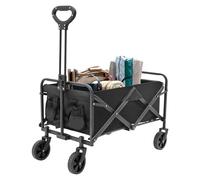 Chariot pliable de 80 kg - Grande capacité - Chariot de camping pliable avec poignée réglable et porte-gobelets en filet - Pour les activités de plein air, la plage et le shopping, etc