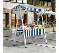Chariot Pliable for Épiceries Et Stands De Snacks, Imperméable Et Résistant À La Rouille, Avec Un Large Comptoir, Idéal for Les Centres Commerciaux(Blue,130x60cm/51.2x23.6in)