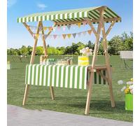 Chariot pliable for stands de rue, chariot for aliments, glaces, fruits et fleurs, présentoir en bois léger for centres commerciaux, marchés de producteurs, salons professionnels(Green1,120x60cm/47.2x