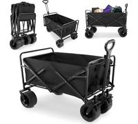 Chariot pliable HyperMotion Noir - Charge jusqu'à 120 kg - Chariot de transport Outdoor pour le camping, la plage, les courses - Freins, roues 360