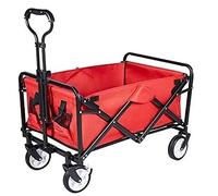 Chariot pliable multicolore sur roues - Chariot utilitaire polyvalent pour festivals et camping pour sports de plein air et événements (Rosso)