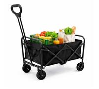 Chariot pliable noir 75x45x86 cm avec roues pivotantes à 360 pour camping, plage, festival et courses
