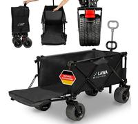 Chariot pliable outdoor 100 kg XXL capacité de charge avec frein roues larges chariot à main pliable chiens chariot de transport pliable buggy