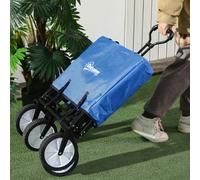 Chariot Pliable Outsunny avec Structure en Acier 93x49x75-100cm 360 Rotation Pour Jardin Plage et Transport Facile