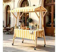 Chariot pliable portable avec auvent de 150 cm sur roulettes, idéal pour les agriculteurs, le marché, la nourriture de rue, les événements en plein air (jaune)