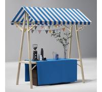 Chariot pliable portable avec auvent - Présentoir en bois à roulettes pour marchés agricoles, événements, festivals, nourriture de rue - 190,5 cm de haut, jaune, idéal pour une utilisation en